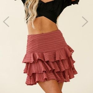 Let Them Eat Cake Triple Ruffle Skirt Rose (never worn)